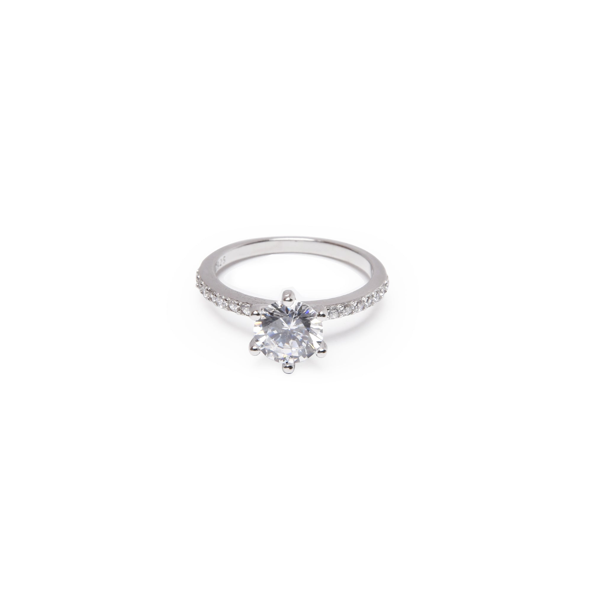 Pure 925 Silver Solitaire Zircon Ring