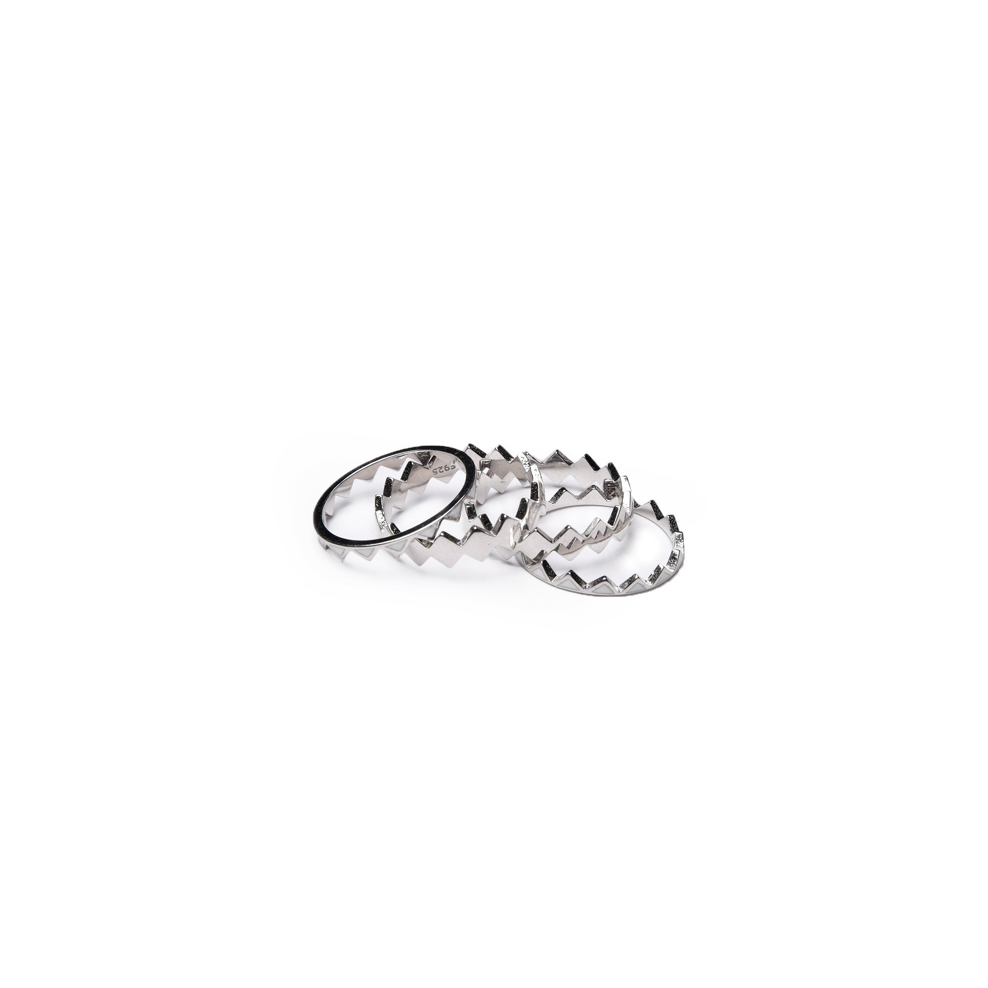 Chevron Stackable Rings - Pure 925 Silver