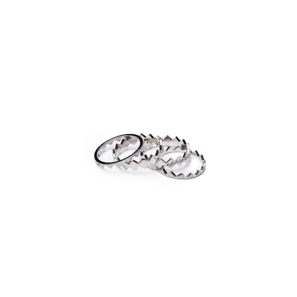 925 Pure Silver 4-in-1 Chevron Stackable Ring Set
