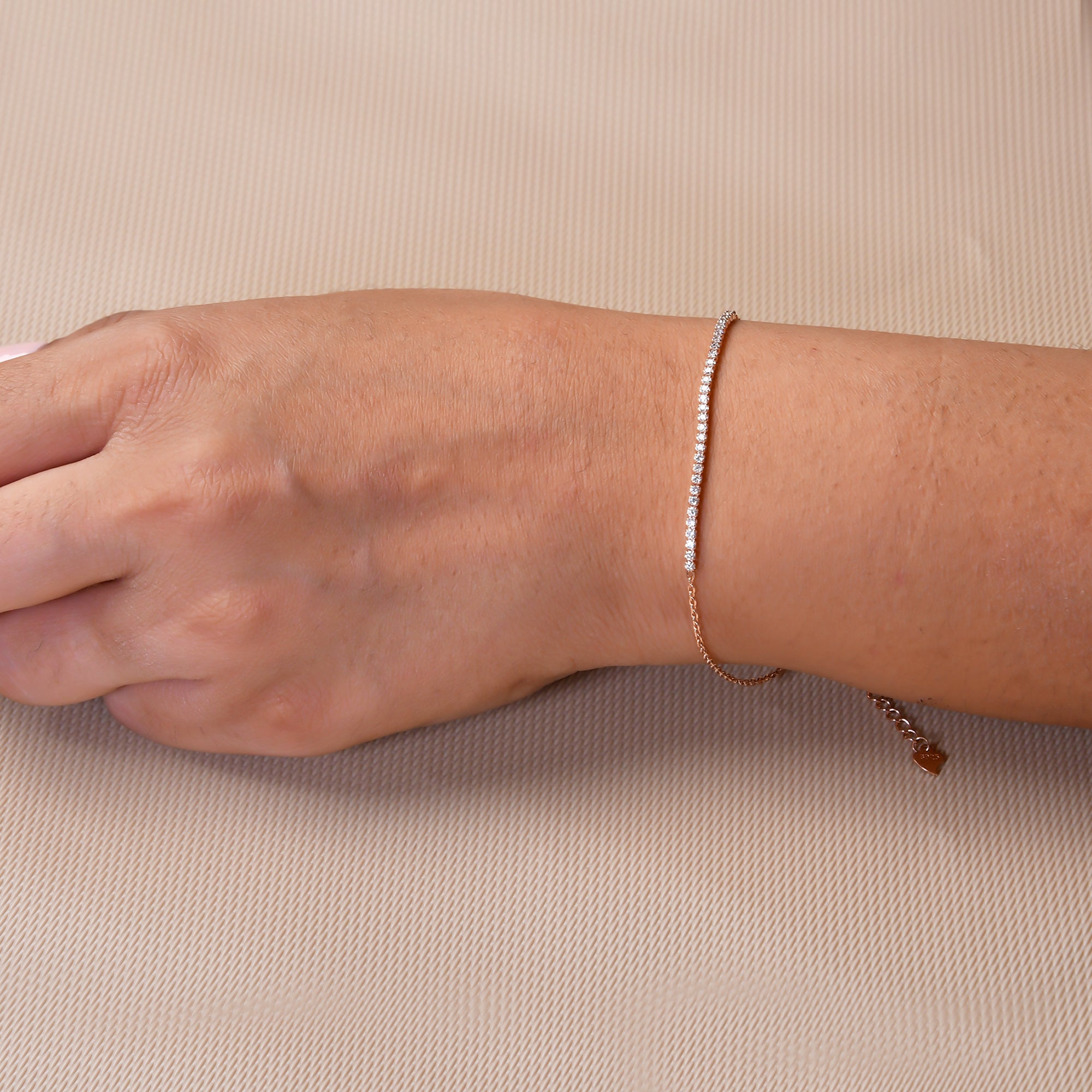 Rose Gold Zircon Bracelet - Minimalist Adjustable Design