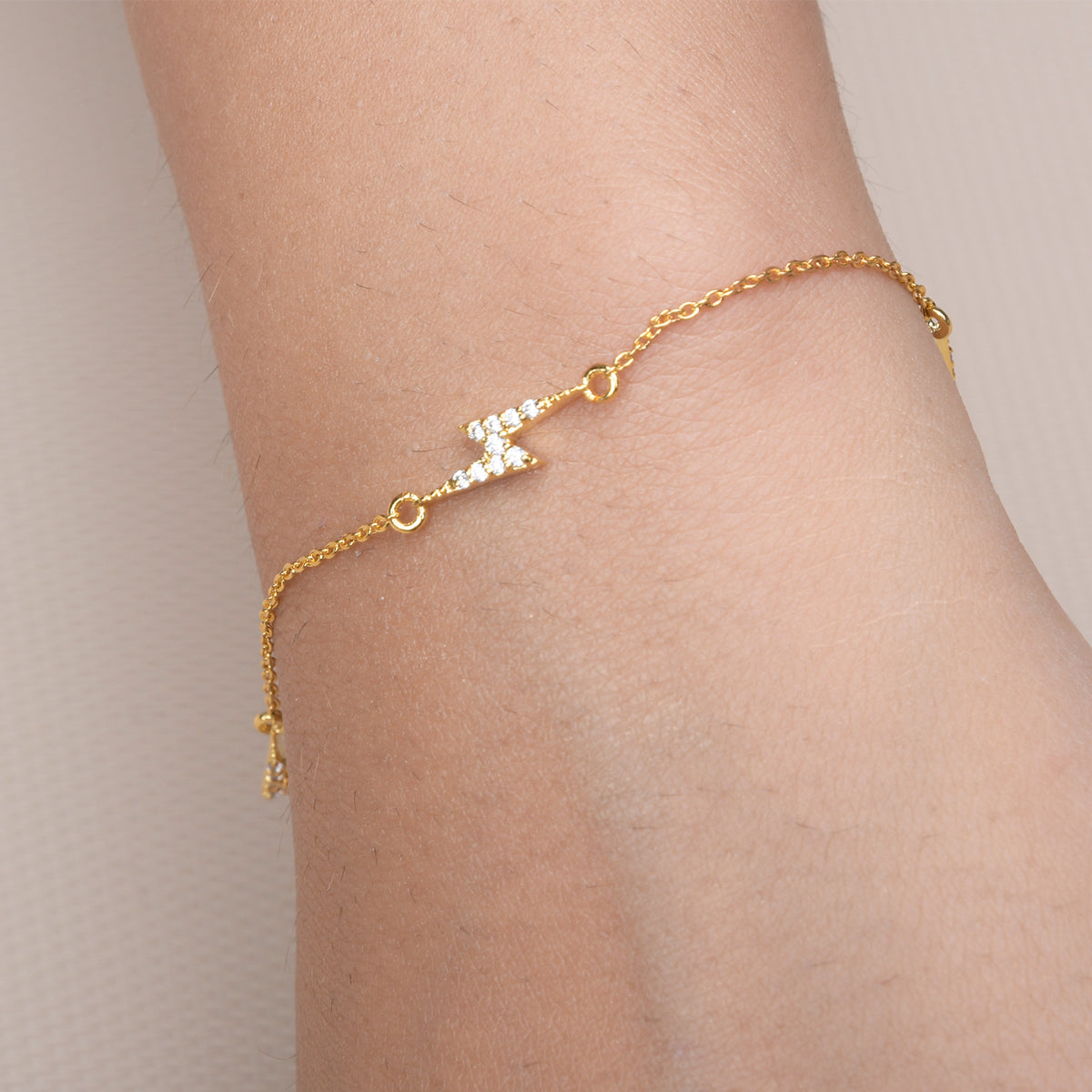 Gold Lightning Bracelet - Pure 925 Silver