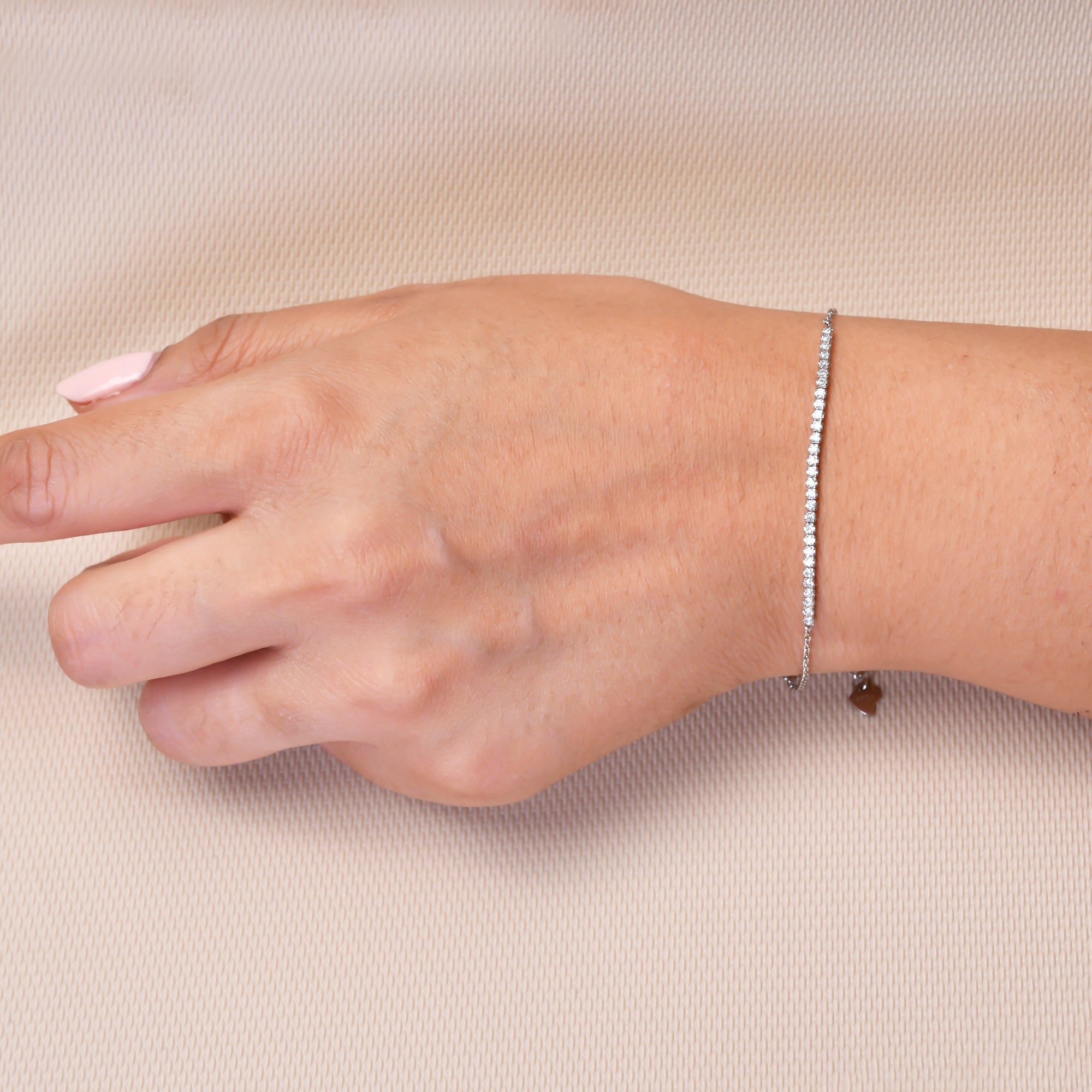 Silver-Tone Zircon Bracelet - Adjustable & Minimalist