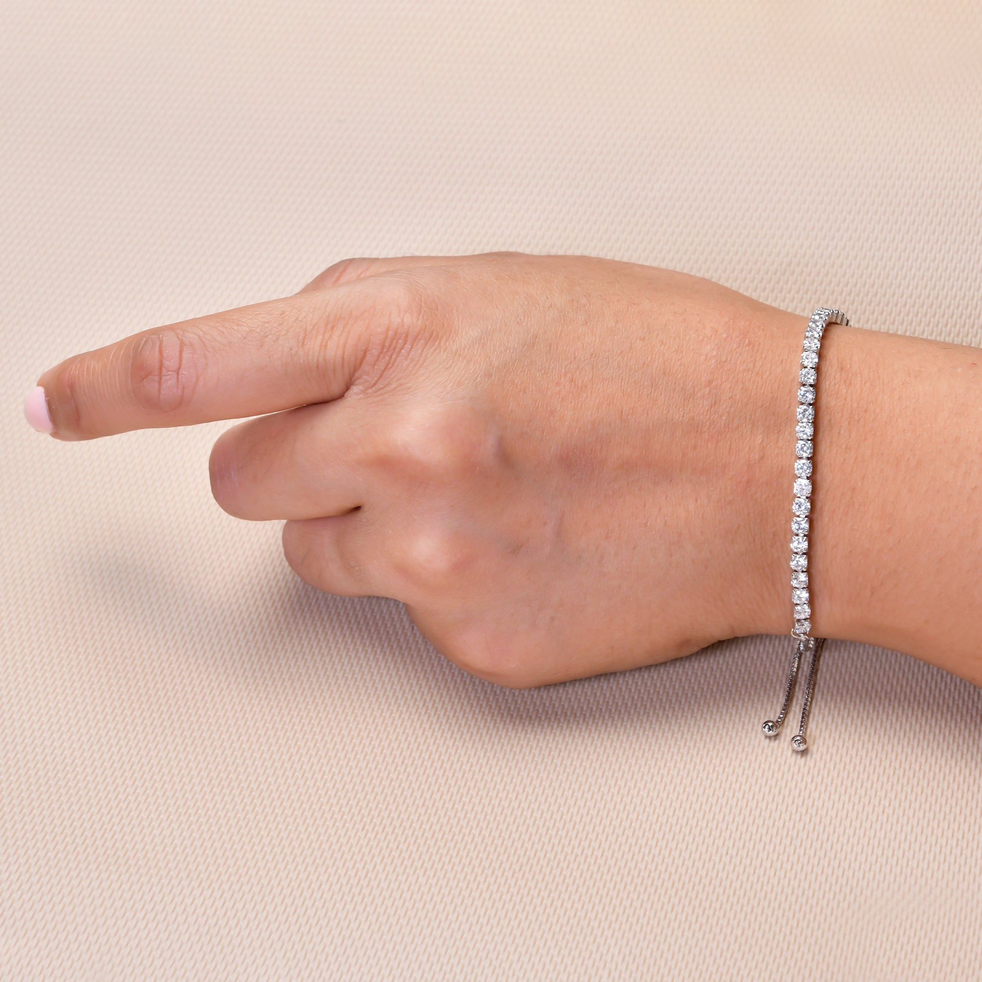 Silver Tennis Bracelet - Minimalist Adjustable Design