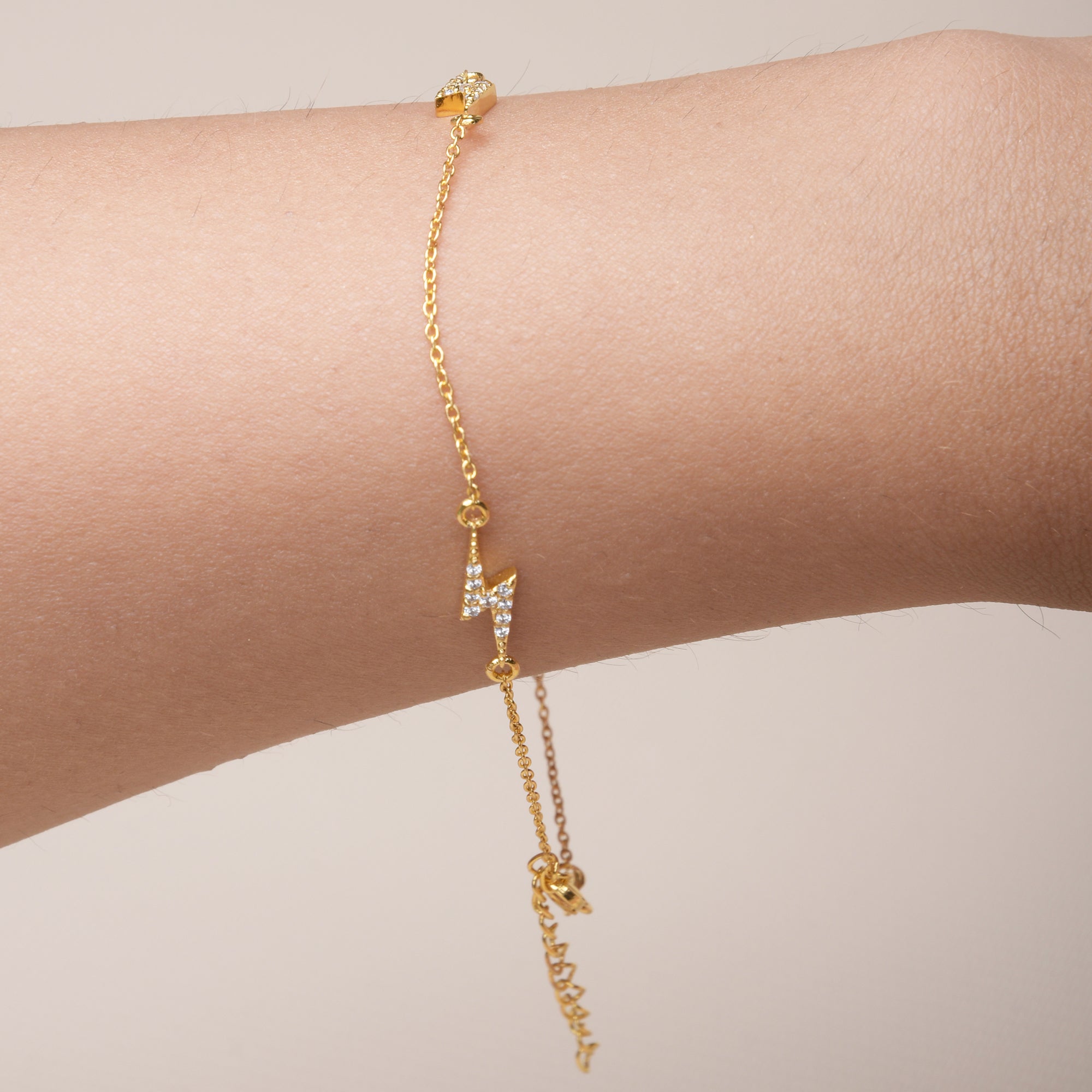 Gold Lightning Bracelet - Pure 925 Silver