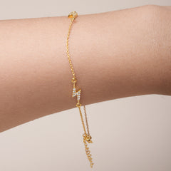 Gold Lightning Bracelet - Pure 925 Silver