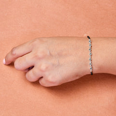 Silver Black Bead Bracelet - Minimalist Design