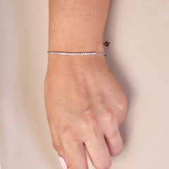 Silver-Tone Zircon Bracelet - Adjustable & Minimalist