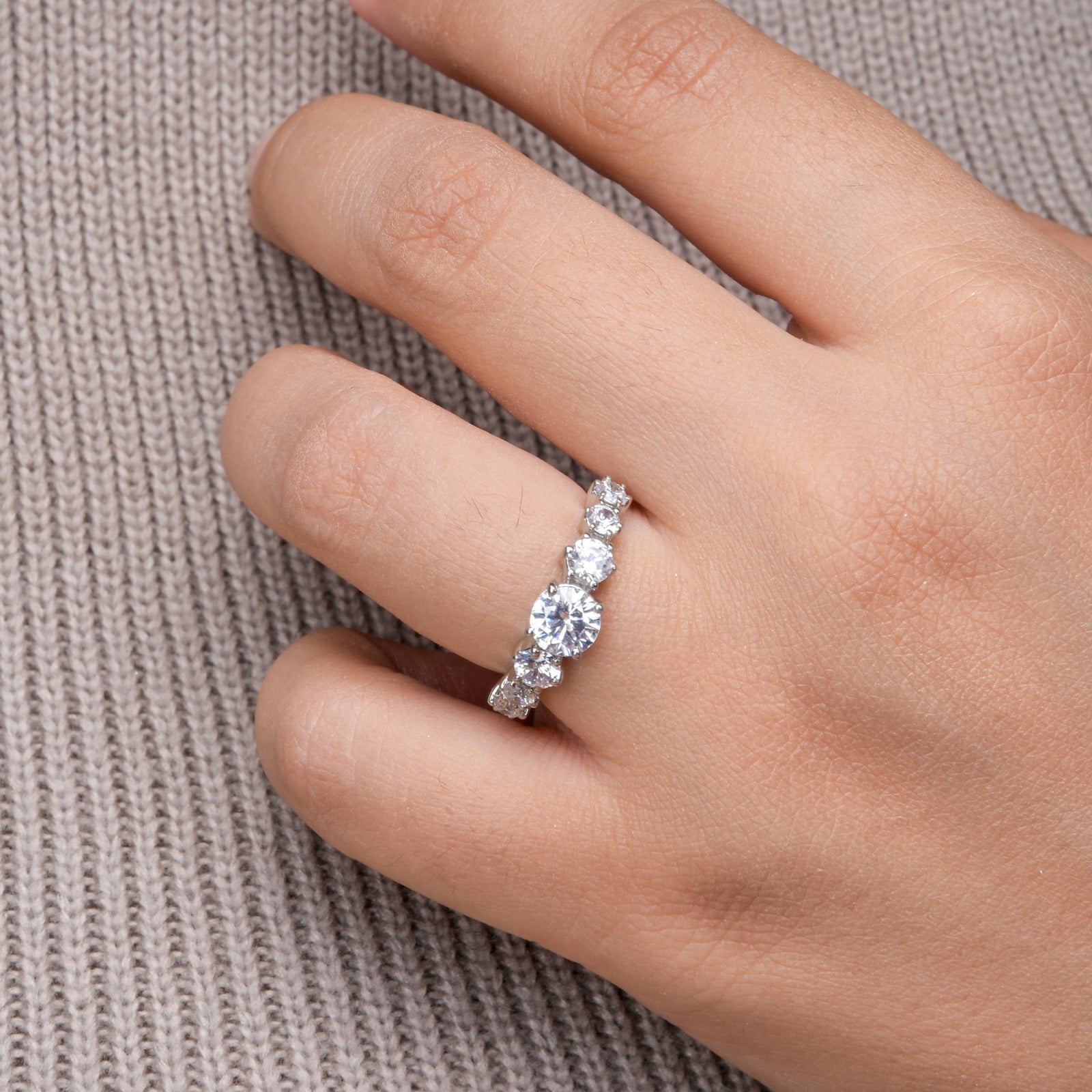 Multi-Stone Zircon Ring - Pure 925 Silver