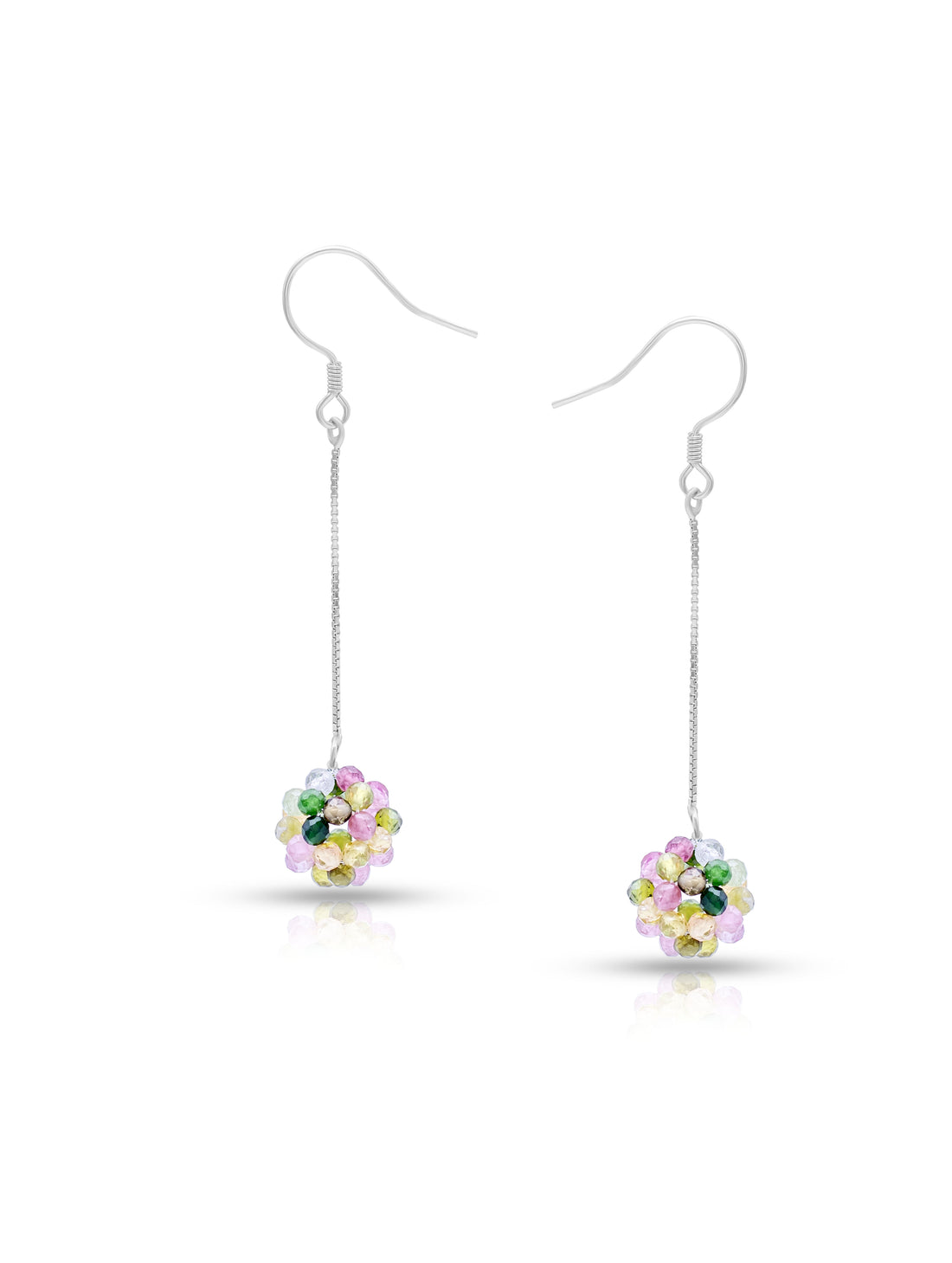 Silver Earrings with Rainbow Crystal