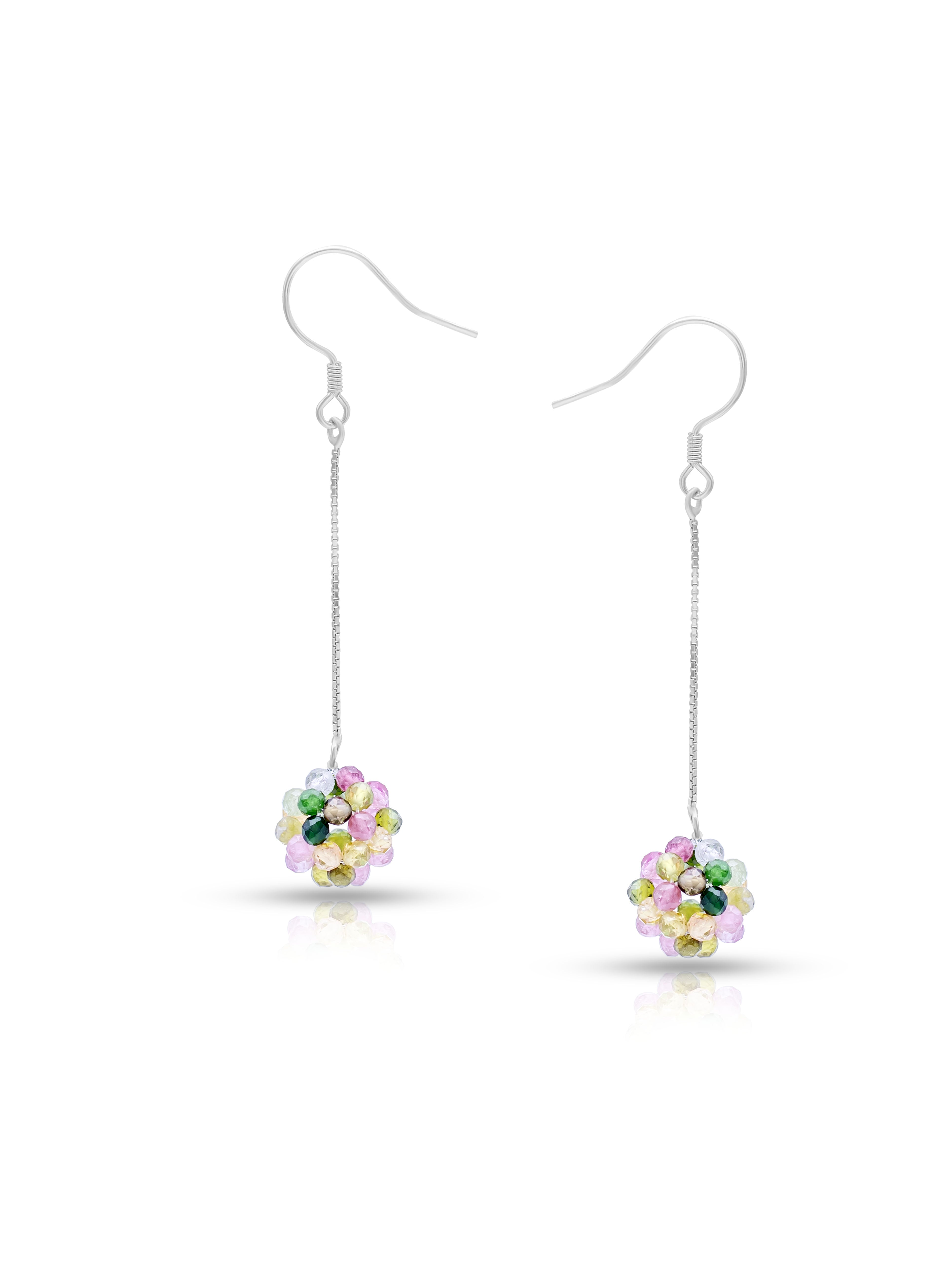Silver Earrings with Rainbow Crystal