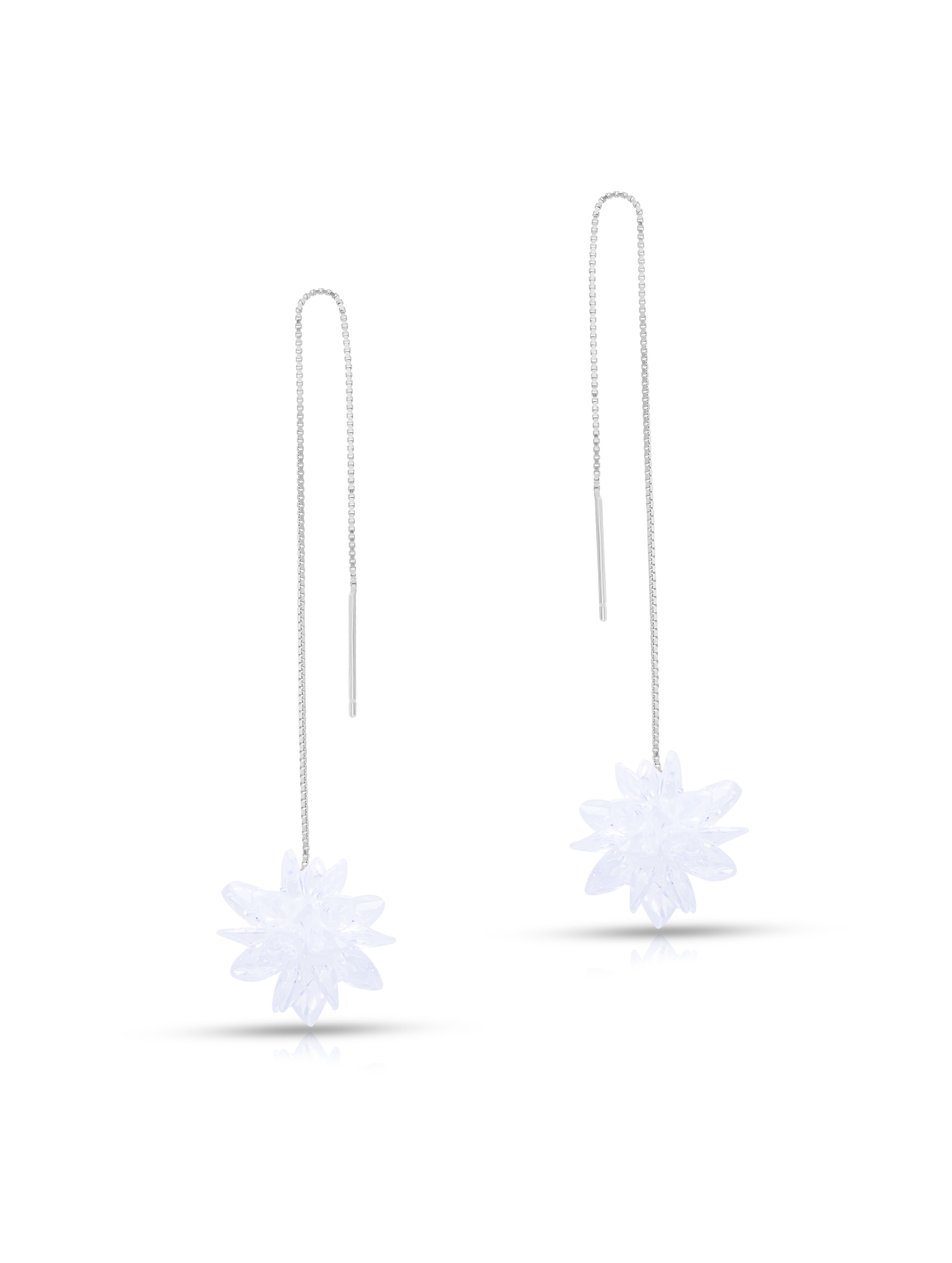 Sui Dhaga Earrings with White Crystal Detailing