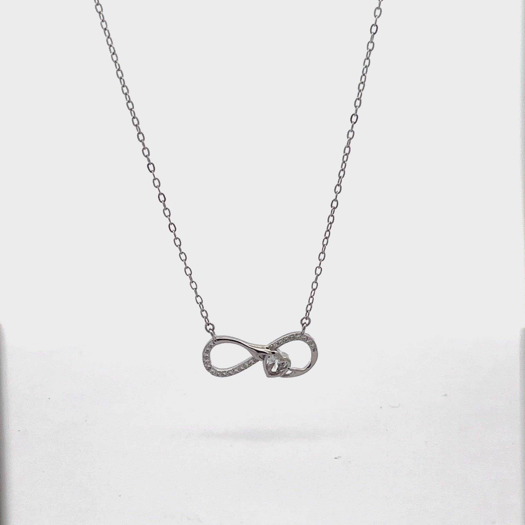 925 Sterling Silver Infinity & Heart Pendant Necklace