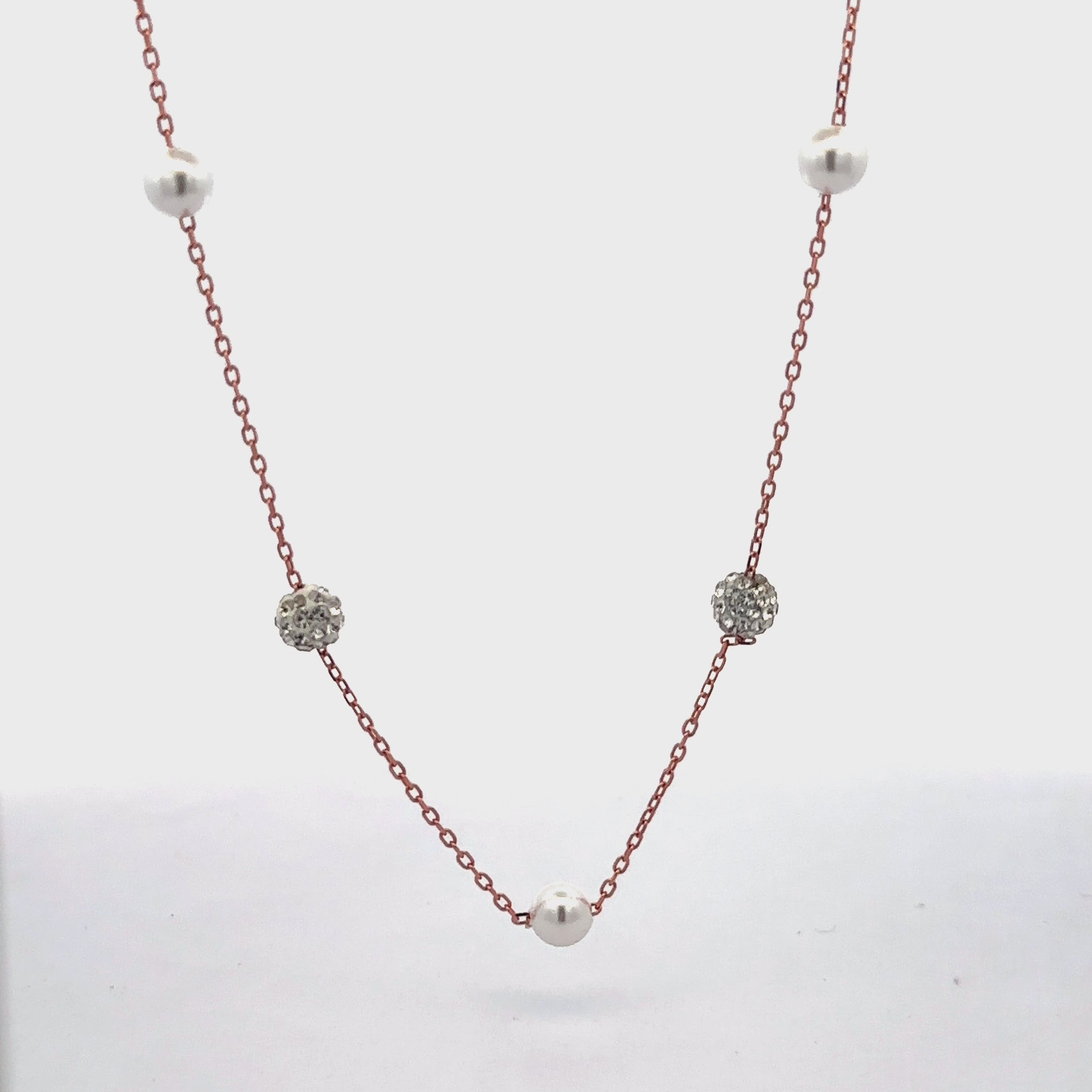 925 Sterling Silver Pearl & Zircon Necklace