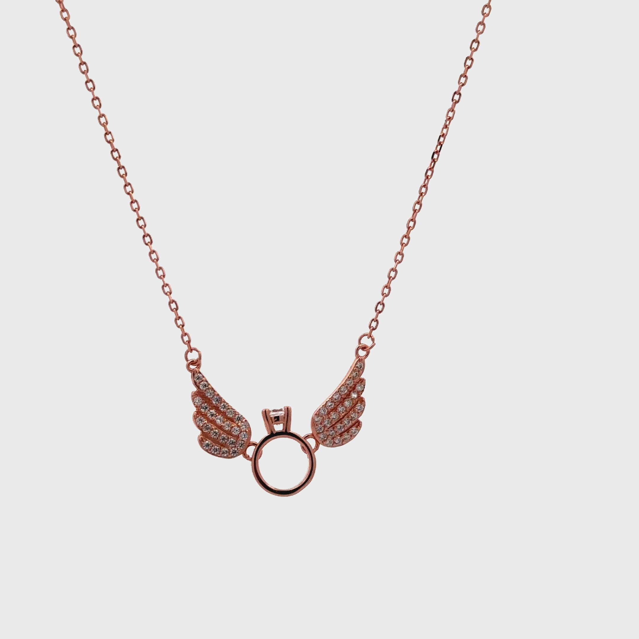 925 Sterling Silver Wing Pendant Chain with Solitaire