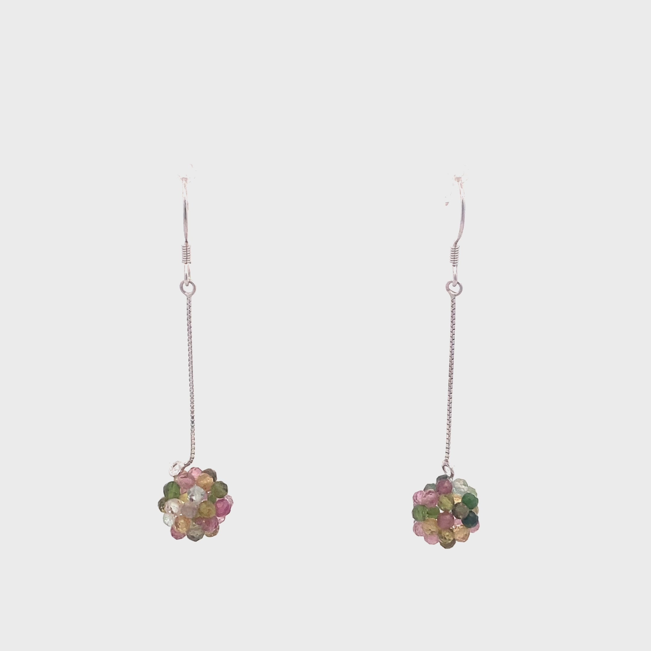 Silver Earrings with Rainbow Crystal