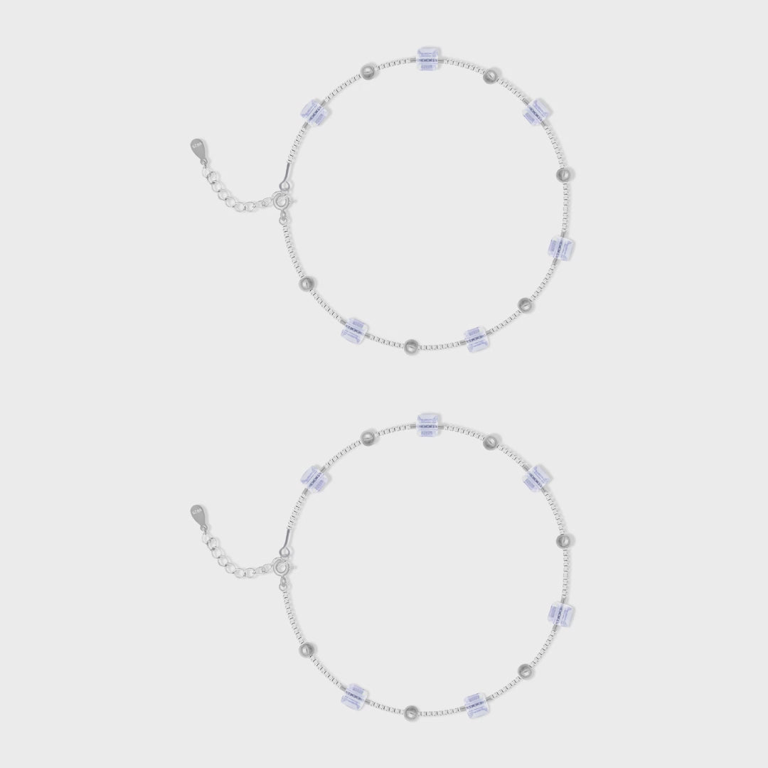 Silver Rainbow Crystal Anklet – Elegant & Adjustable