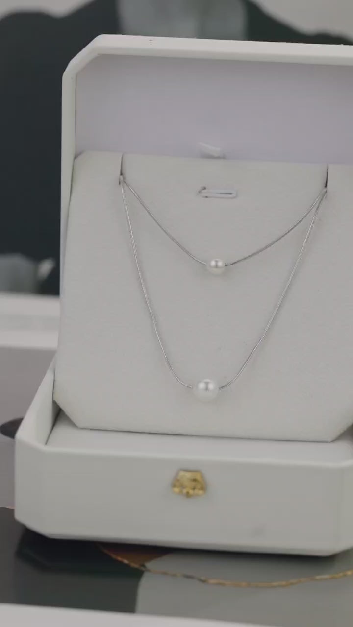 Serene Layers 925 Silver Pearl Chain